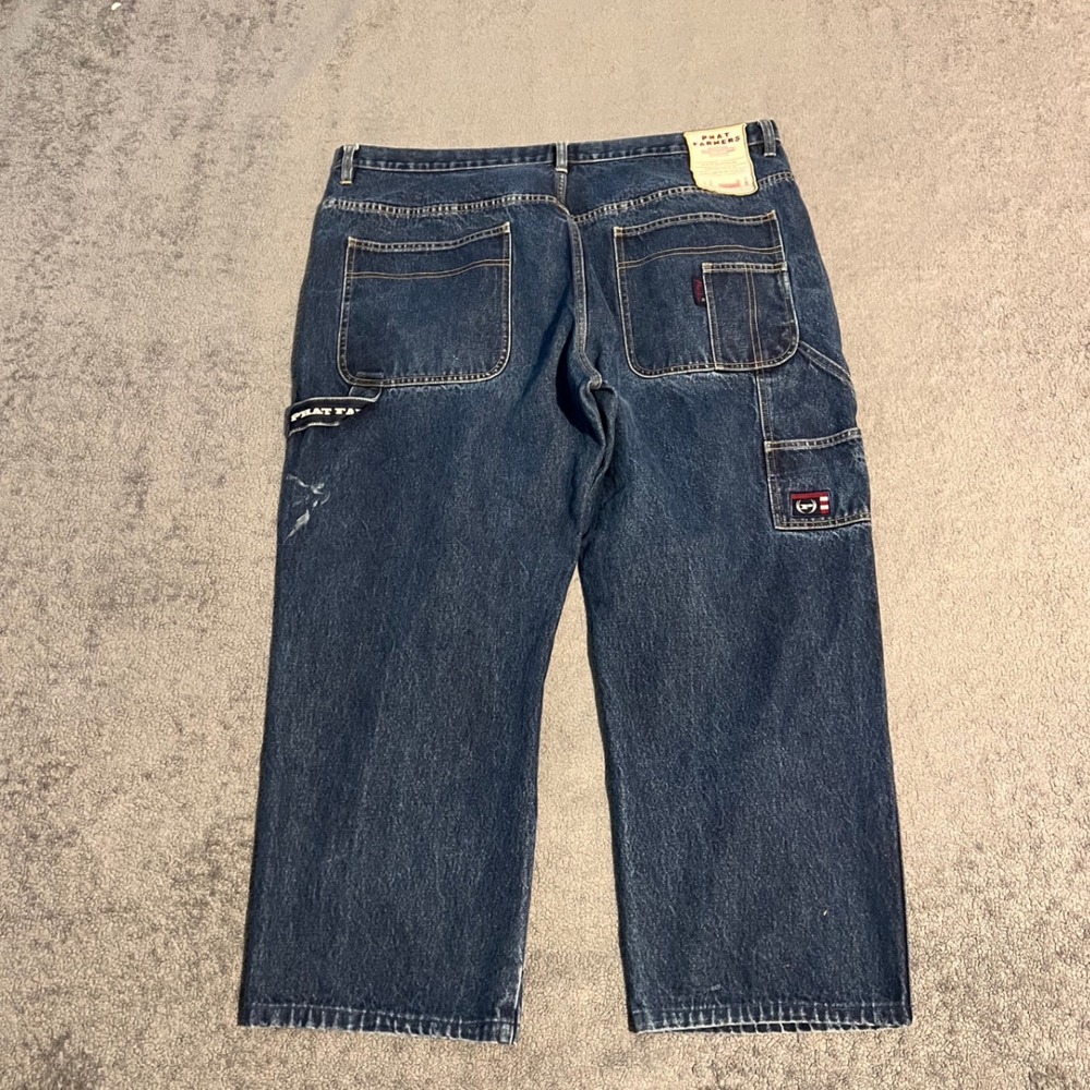 Vintage Y2K Phat Farm Carpenter Jeans Mens 42x34 Baggy Wide Leg Blue Denim